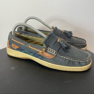 Sperry Top Sider Tasselfish Comfort Shoes Womens 9 Blue Tan Boat Sneaker